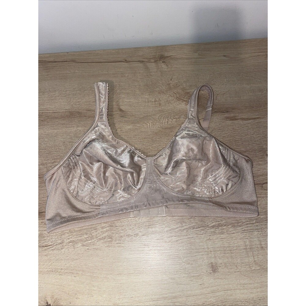Wirarpa 38C Coquette Vintage Nude Satin Wireless Bra Jacquard Floral Soft